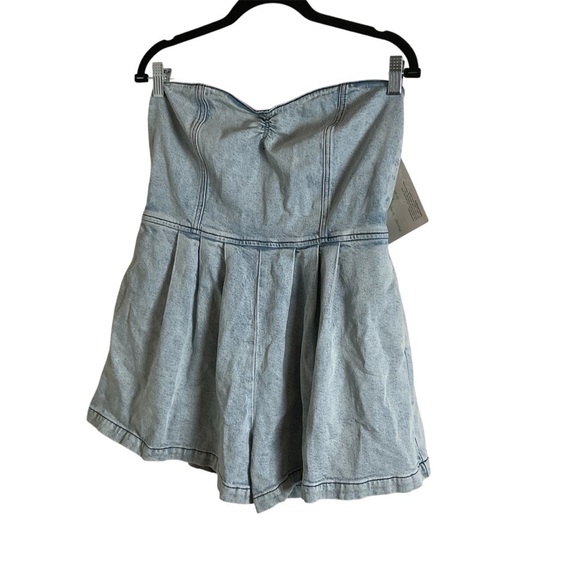 Good American Strapless Light Blue Denim Women’s romper size 2 - Picture 2 of 13